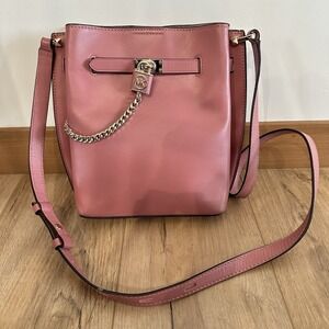 Women's Michael‎ Kors Hamilton Legacy Medium Leather Messenger Bag Purse Rose